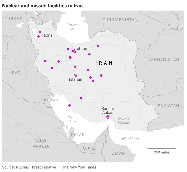 Где размещены ядерные объекты Ирана
