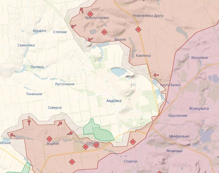 Бої під Авдіївкою, карта