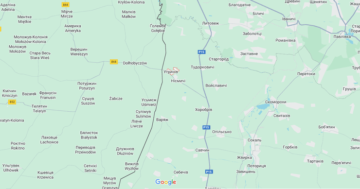 Угринов-Долгобичув, карта, граница, польша