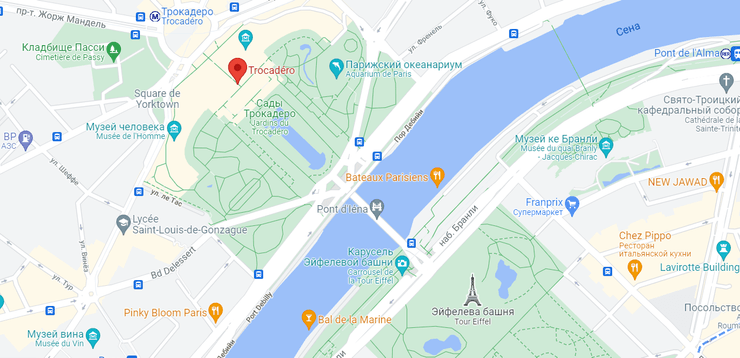 карта, париж