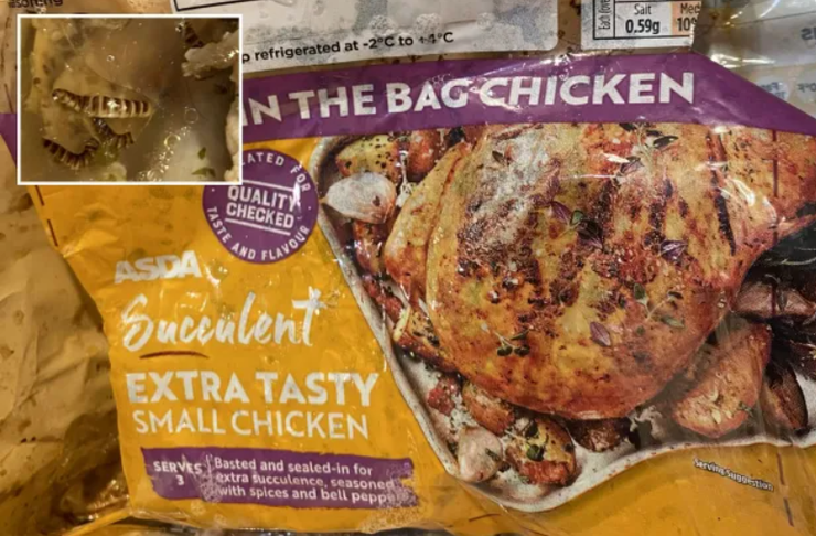 Курица с червями, бракованный товар, покупки, курьезы, фото, Великобритания