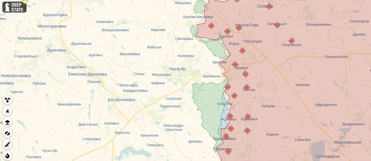 Карта боїв у районі Бахмута