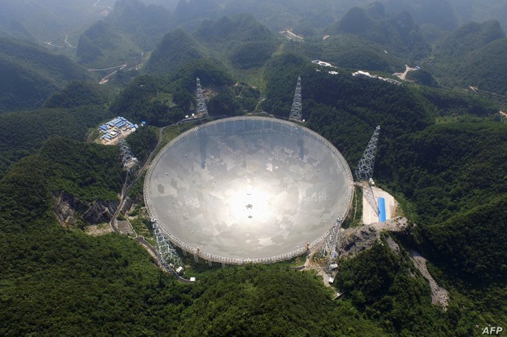 радиотелескоп FAST, Китай, деревья, растения, фото