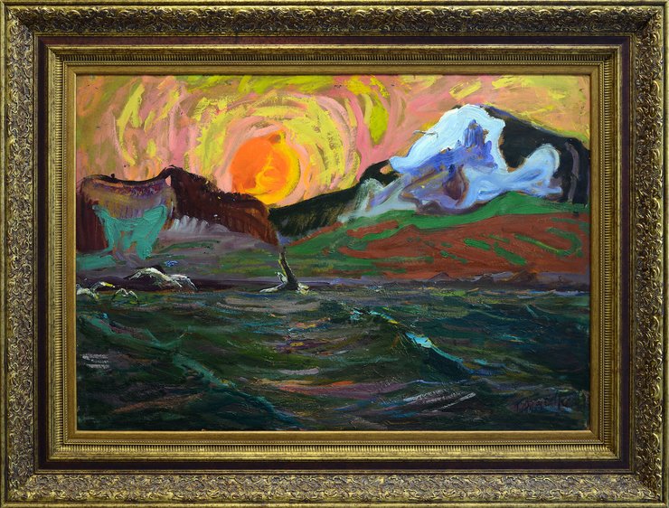 Глущенко Николай "Море. Чатыр-Даг" ("Рука Творца"), 1970 картон, масло 70 x 100 см Эстимейт: 100 000 — 150 000 $ Стартовая цена: 60 000 $