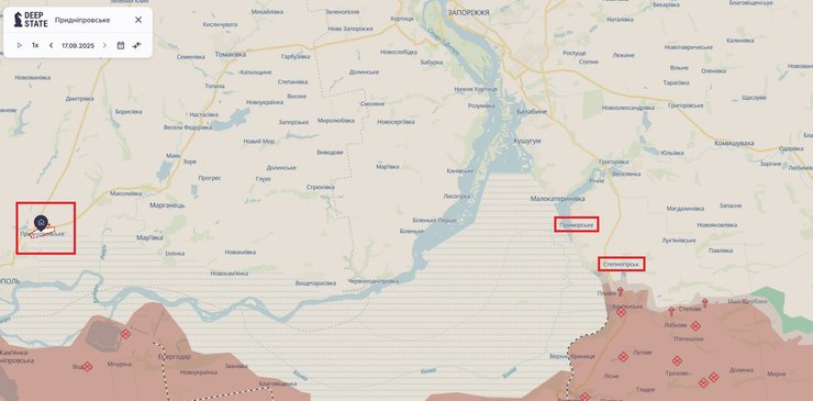 карта Запорожское направление