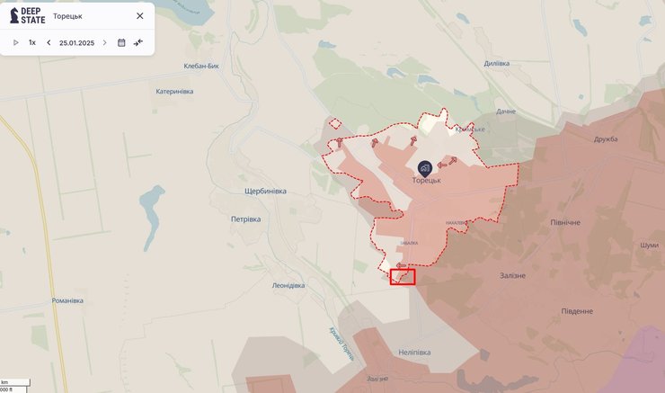 Наступление РФ, Торецк, карта, DeepState, 26 января