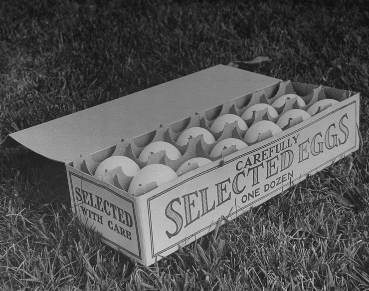 Упаковка яиц, 1950 год, цена на яйца