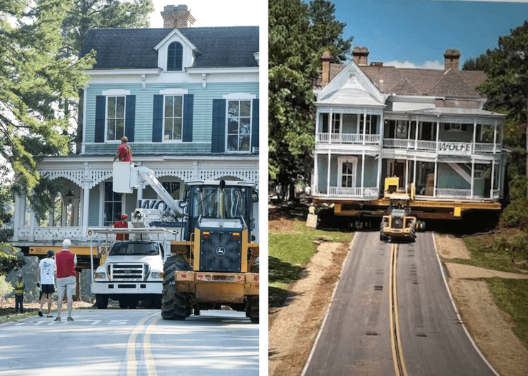 Перевоз особняка, перевозка дома, стены могут двигаться, перевозили грузовиком, дом выставили на аукцион, каретный домик, гараж и бассейн