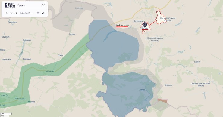 Бои в Курской области, Суджа, 15 марта, карта, DeepState
