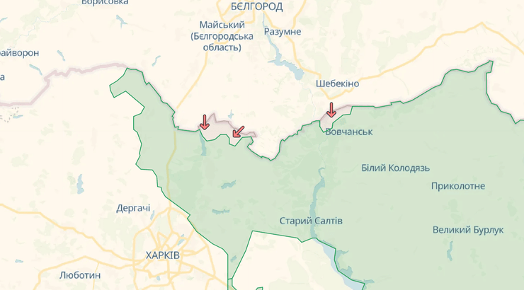 Карта боевых действий в Харьковской области