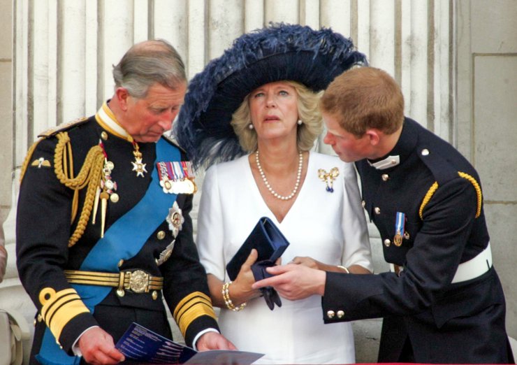 Король Чарльз, принц Гарри и королева Камилла