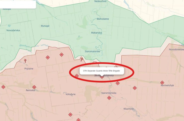 Карта боев на Ореховском направлении
