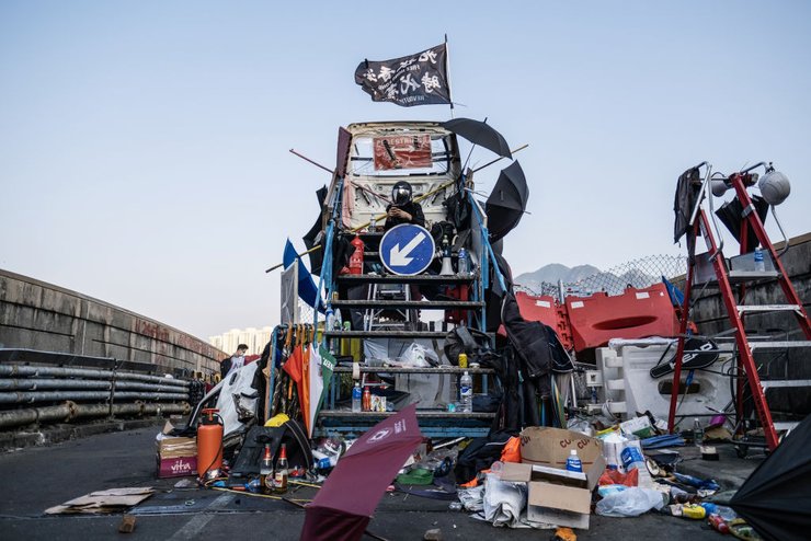 Гонконг, битва за университет, Китай, протесты, фото