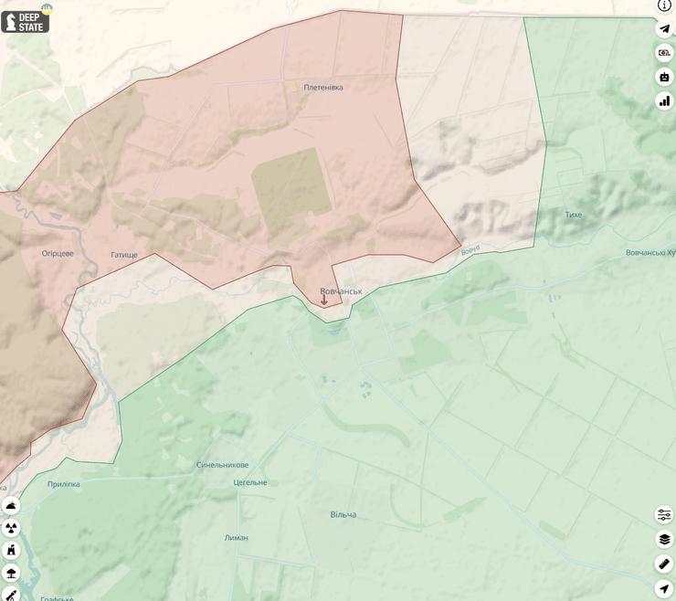 битва за волчанск, оборона волчанска, карта боев в волчанске, карта боев в волчанске