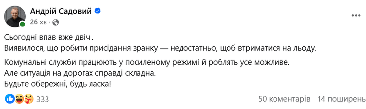 Андрей Садовый упал на льду