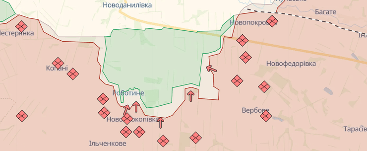 Запорожский отрезок, карта