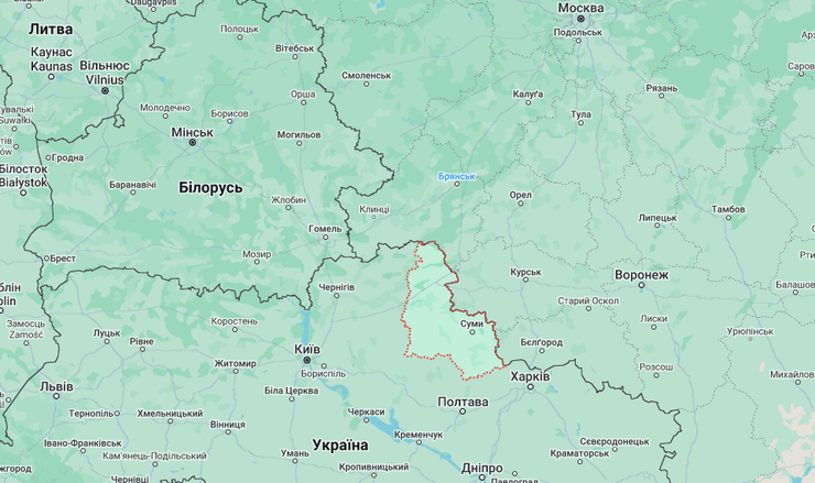 Сумская область, Сумская область карта, Сумы на карте