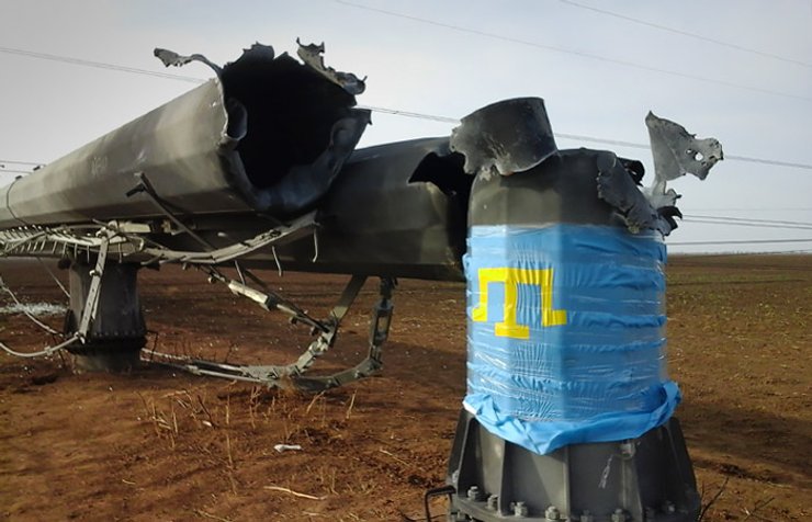 подорванная опора ЛЭП, крым