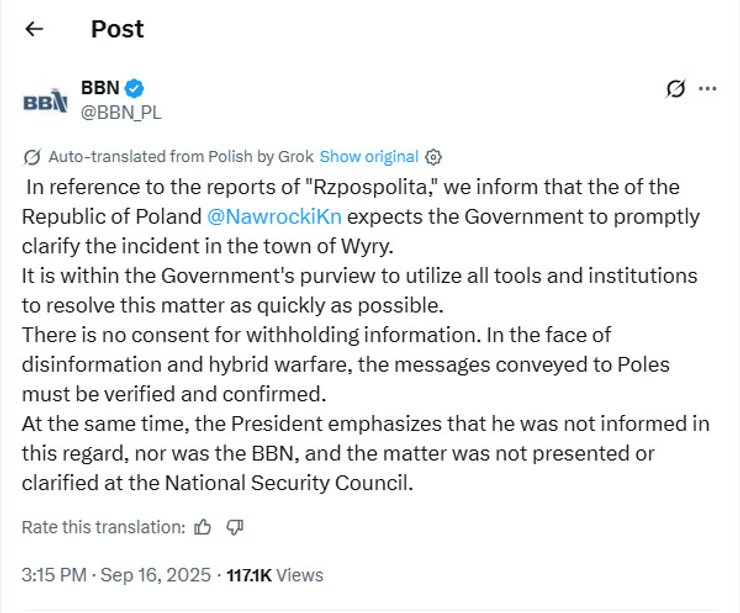 Бюро національної безпеки Польщі у соцмережі Х