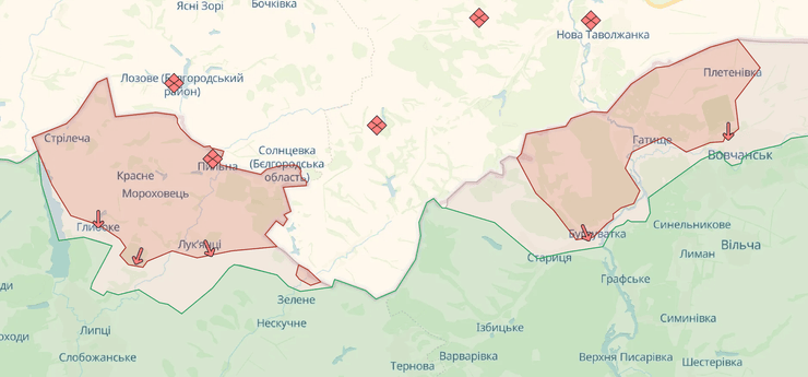 Карта боевых действий в Харьковской области