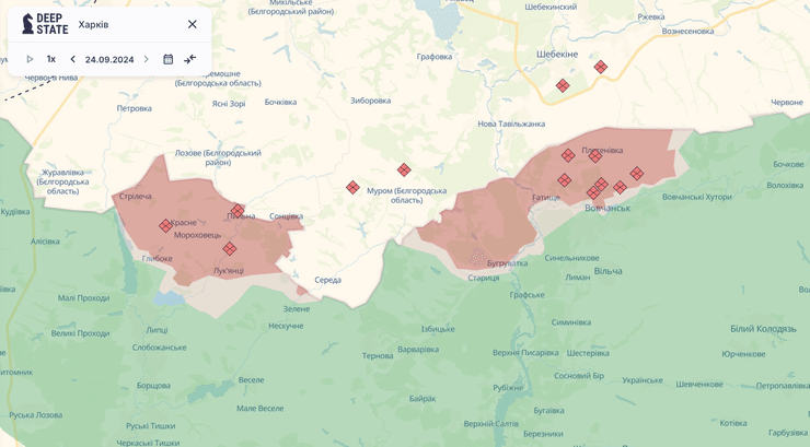Карта DeepState: Вовчанськ