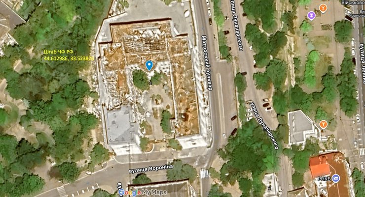 Супутникове фото штабу Чорноморського флоту РФ у Севастополі