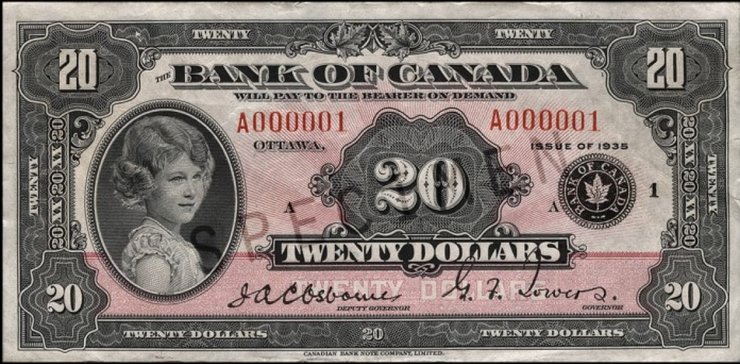 Банкнота з восьмирічною королевою, королева банкнота,