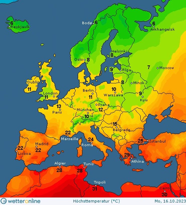 Прогноз на 16 октября 2023 года — карта погоды — прогноз на 16 октября 2023 года