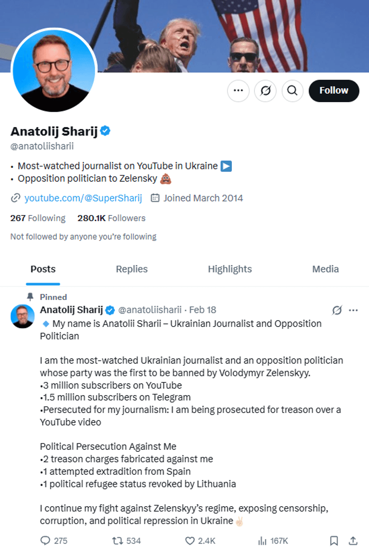 Анатолий Шарий, пророссийский блогер, прокремлевский блогер, пропагандист, сеть Х