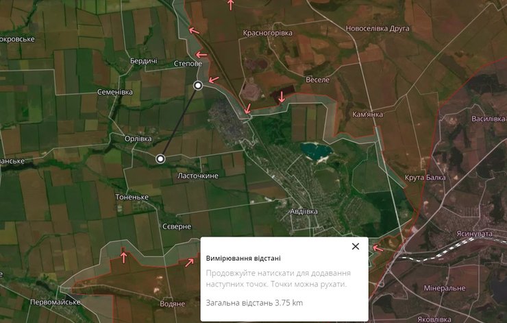 Ситуация под Авдеевкой, Авдеевка карта