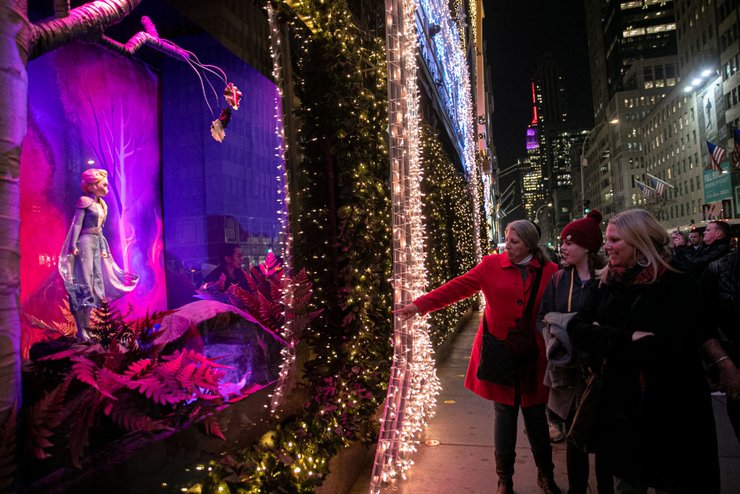 новогодняя витрина, фото, магазин, рождество, декор, Saks Fifth Avenue