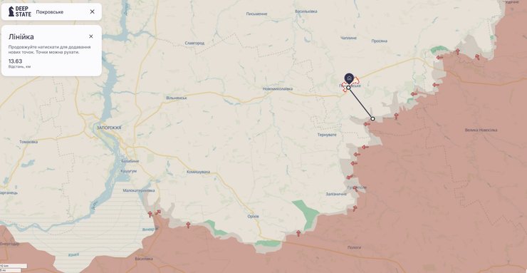 карта фронту з Покровським та Олександрівський напрямок станом на 1 січня 2026 року, DeepState