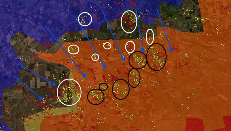 Карта активности ВСУ под Терноватым-Успеновкой в феврале 2026 года