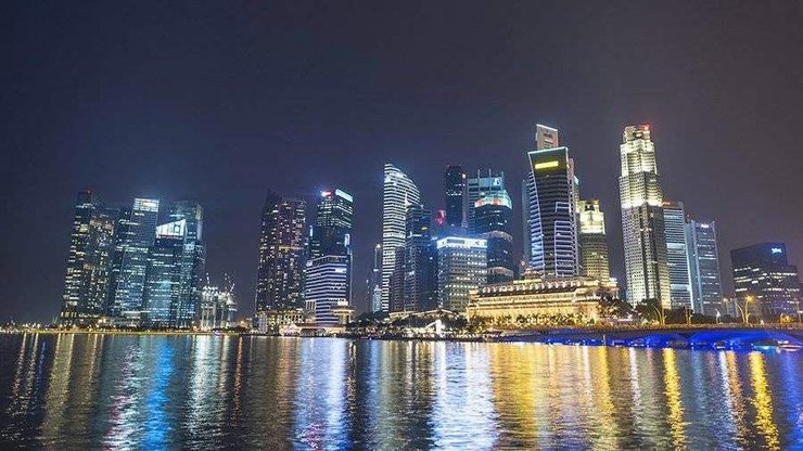 мегаполис, здания, вода, фото