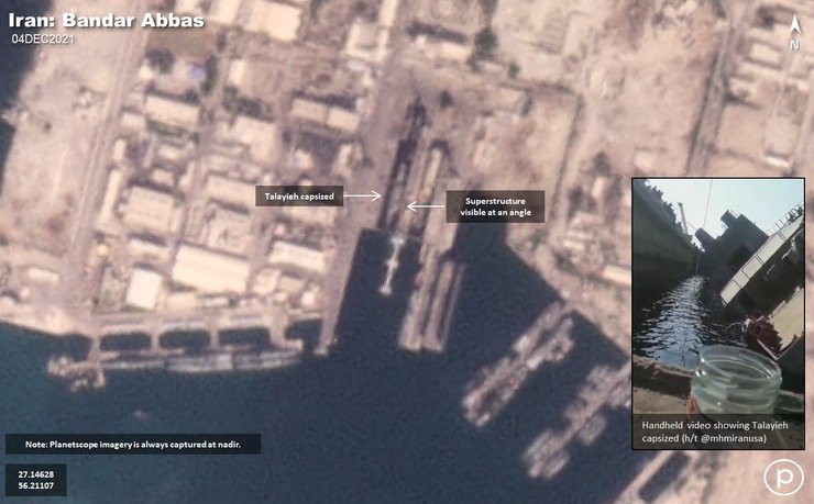 іранський корабель перекинувся