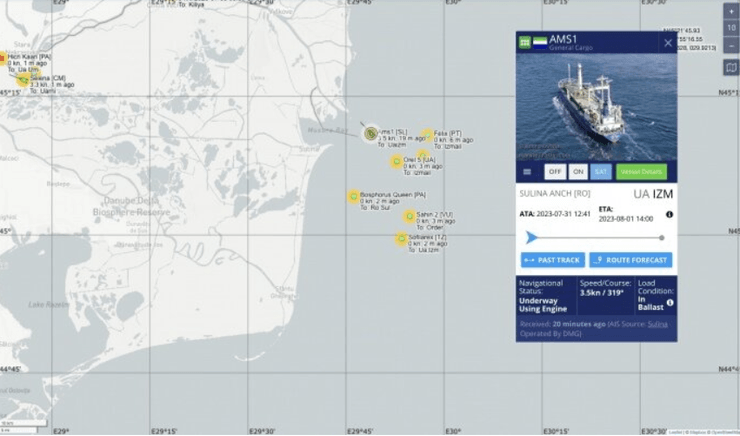 Израильское судно Ams1 проигнорировало "блокаду" Черного моря