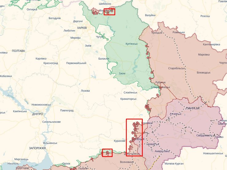 Наступление РФ, Донецкая область, 13 июня, карта