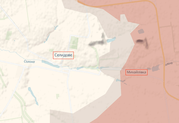 Селидово, Михайловка, Донецкая область, карта боевых действий