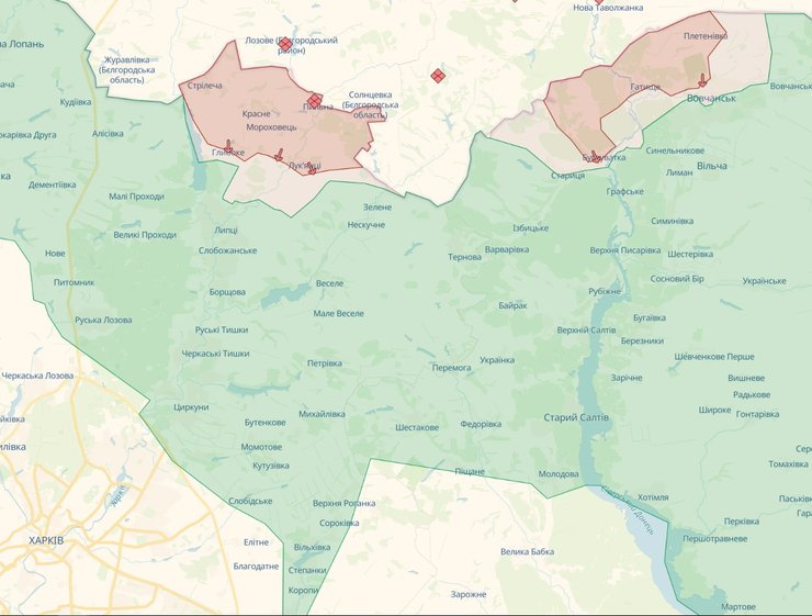 Карта боевіх действий на Харьковском направлении. 18 мая