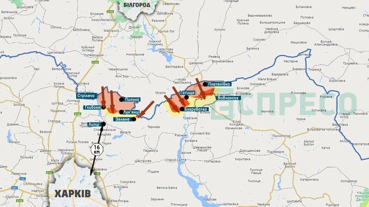 Карта бойових дій на Харківщині