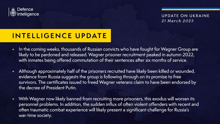 британська розвідка, Міноборони Великобританії, плани РФ, ПВК "Вагнер", амністія
