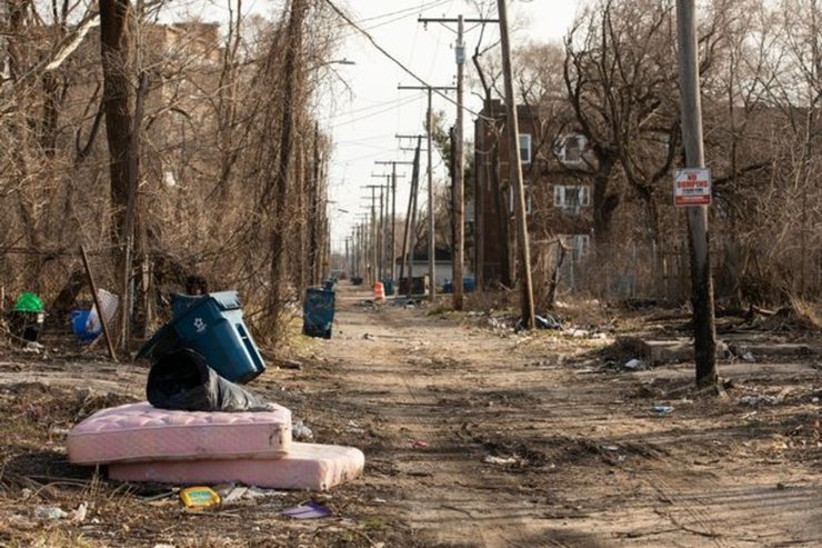 Город Гэри в США, город, город-призрак, американский город, заброшенный город, заброшенные дома, продаются за доллар