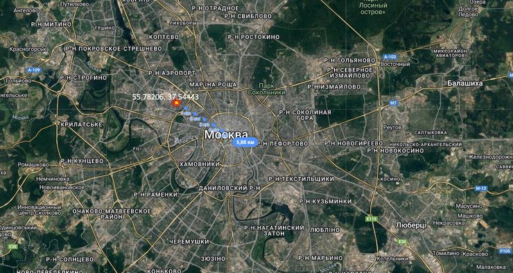 Инцидент в Москве, пожар в Москве, ГКБ Сухого пожар, 13 июня, карта