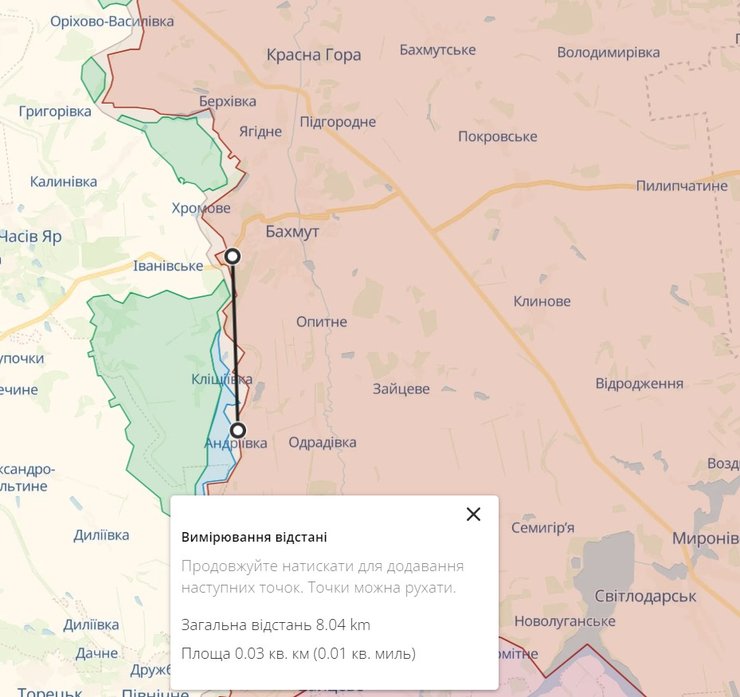 Бахмутський напрямок: ситуація біля Андріївки