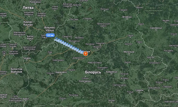 Литва та Білорусь, Мінськ, карта, дрони