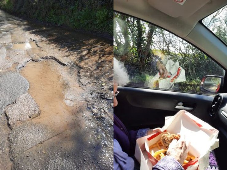 Дорога, їжа, вибоїна, автомобіль, яма