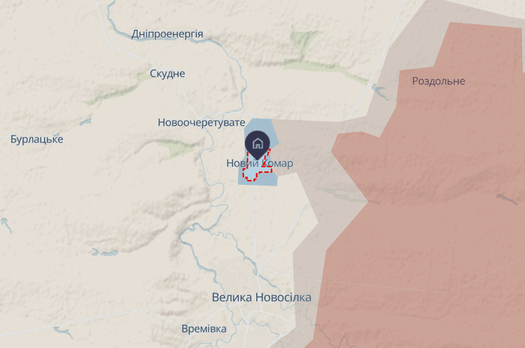 Новий Комар, село Новий Комар, Новий Комар карта, карта бойових дій, Донецька область