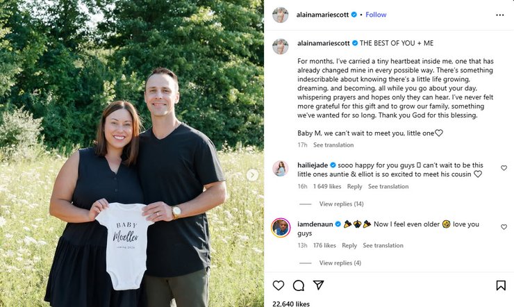 Допис Алайни в Instagram