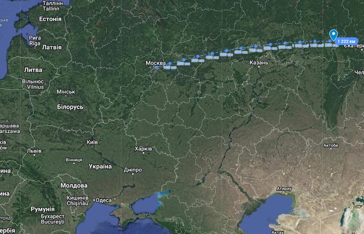 Расстояние от Москвы до кладбища поездов за Уралом