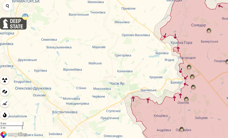 Бои за Бахмут, Бахмут, наступление, оборона, ВСУ, карта боевых действий, Донбасс